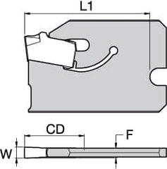 Kennametal - 3/4" Blade Height, 0.0669" Blade Width, 1" OAL, Neutral Cut, Single End Indexable Cut-Off Blade - 16mm Max Depth of Cut, A2BHSN Blade - Americas Industrial Supply