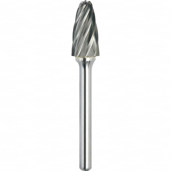 Made in USA - 1/2" Cut Diam, 1/4" Shank Diam, Tree with Radius Head Aluma Cut Burr - Carbide, 3/4" LOC, 2-1/2" OAL - Americas Industrial Supply
