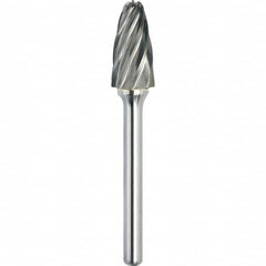 Made in USA - 1/2" Cut Diam, 1/4" Shank Diam, Tree with Radius Head Aluma Cut Burr - Carbide, 3/4" LOC, 2-1/2" OAL - Americas Industrial Supply