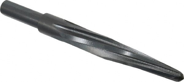 Made in USA - 21/32" Reamer Diam, 3/8" Small End Diam, 1/2" Diam Straight Shank, 4-1/2" Flute, Bridge Reamer - Americas Industrial Supply