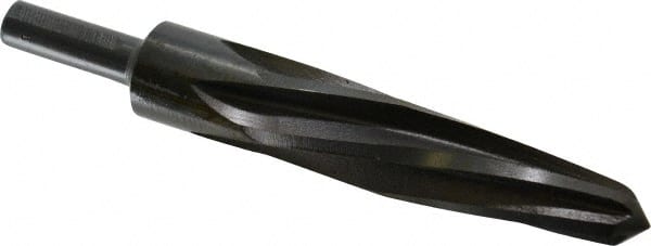Made in USA - 1" Reamer Diam, 19/32" Small End Diam, 1/2" Diam Straight Shank, 5" Flute, Bridge Reamer - Americas Industrial Supply