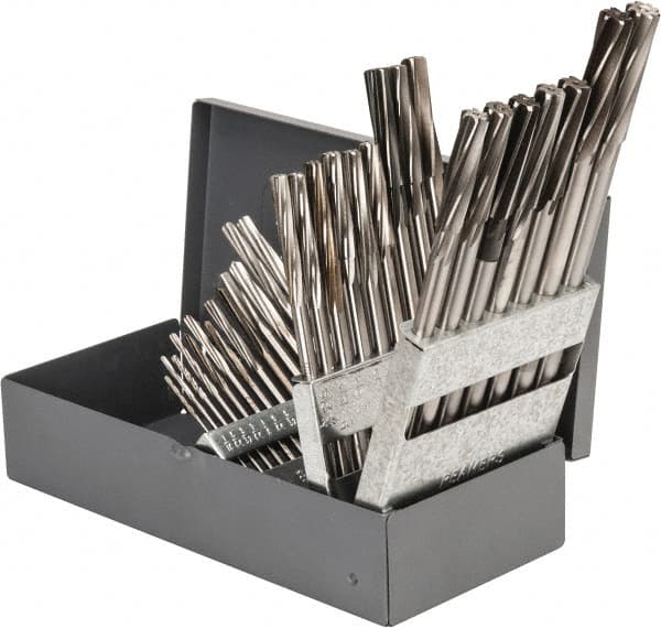 Interstate - 1/16" to 1/2", Chucking Reamer Set - Spiral Flute, Right Hand Cut, 29 Pieces - Americas Industrial Supply