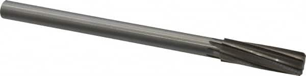 Made in USA - 11/16" High Speed Steel 8 Flute Chucking Reamer - Spiral Flute, 0.5615" Straight Shank, 2-1/4" Flute Length, 9" OAL - Americas Industrial Supply