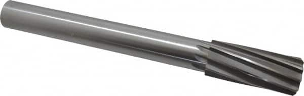 Made in USA - 1-1/2" High Speed Steel 10 Flute Chucking Reamer - Spiral Flute, 1-1/4" Straight Shank, 3-1/2" Flute Length, 12-1/2" OAL - Americas Industrial Supply