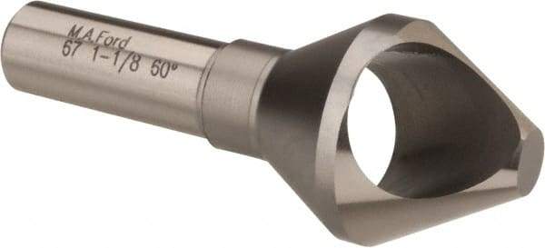 M.A. Ford - 1-1/8" Head Diam, 1/2" Shank Diam, 0 Flute 60° High Speed Steel Countersink - Bright Finish, 2-7/8" OAL, Single End, Straight Shank, Right Hand Cut - Americas Industrial Supply