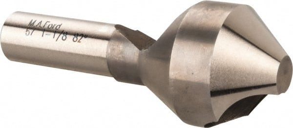 M.A. Ford - 1-1/8" Head Diam, 1/2" Shank Diam, 0 Flute 82° High Speed Steel Countersink - Americas Industrial Supply