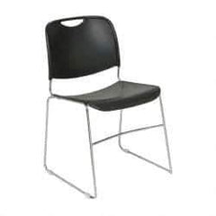 NPS - Polypropylene Black Chrome Stacking Chair - Silver Frame, 19-1/4 Inch Wide x 21-1/4 Inch Deep x 17-1/2 Inch High - Americas Industrial Supply