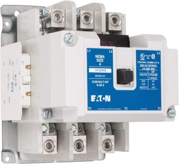 Eaton Cutler-Hammer - 3 Pole, 110 VAC at 50 Hz, 120 VAC at 60 Hz and 600 Volt, 135 Continuous Amp, 1 hp, Open NEMA Combination Starter - ABS Type Approved, cUL Listed, NEMA ICS 2-1993, UL Listed - Americas Industrial Supply