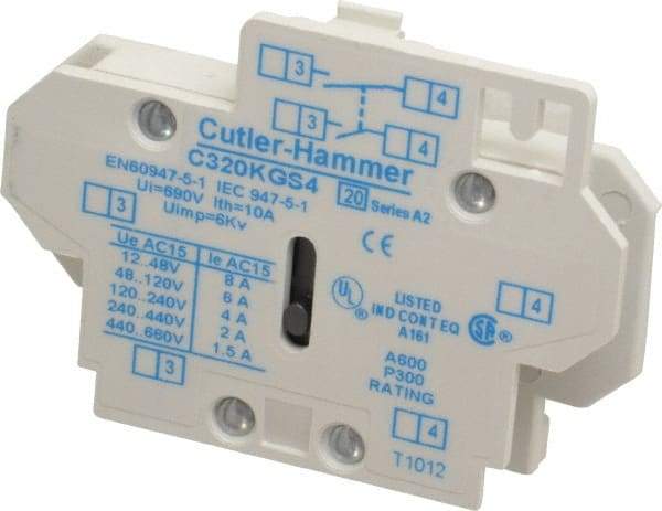 Eaton Cutler-Hammer - Starter Auxiliary Contact - For Use with 10-60A Contactors - Americas Industrial Supply