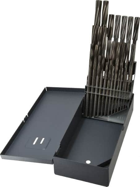Made in USA - 1/16" to 1/2", Chucking Reamer Set - Spiral Flute, Right Hand Cut, 29 Pieces - Americas Industrial Supply