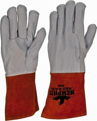 MCR Safety - Size L Unlined Goatskin Welding Glove - 9" OAL, Gauntlet Cuff, Wing Thumb, For MIG/TIG - Americas Industrial Supply