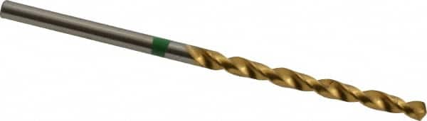 Accupro - #39 135° Cobalt Jobber Drill - TiN Finish, Right Hand Cut, Spiral Flute, Straight Shank, 57mm OAL, Split Point - Americas Industrial Supply