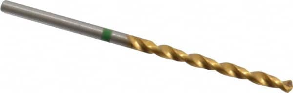 Accupro - #37 135° Cobalt Jobber Drill - TiN Finish, Right Hand Cut, Spiral Flute, Straight Shank, 57mm OAL, Split Point - Americas Industrial Supply