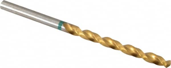 Accupro - 3.7mm 135° Cobalt Jobber Drill - TiN Finish, Right Hand Cut, Spiral Flute, Straight Shank, 70mm OAL, Split Point - Americas Industrial Supply