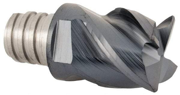 Iscar - MM EC Grade IC908 Carbide End Milling Tip Insert - TiAlN Finish, 4 Flutes, 3/8" Cutting Diam, 0.275" Depth of Cut, 0.512" Extension, 0.015" Cnr Rad, 45° Helix - Americas Industrial Supply
