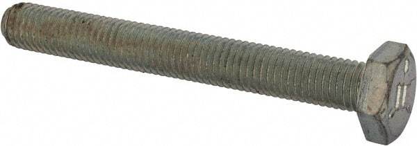 Made in USA - 1/2-20 UNF, 2" Length Under Head Hex Head Cap Screw - Fully Threaded, Grade 5 Steel, Zinc-Plated Finish, 3/4" Hex - Americas Industrial Supply