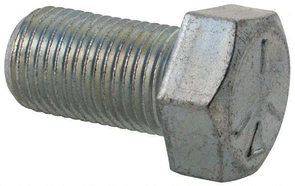 Made in USA - 9/16-18 UNF, 1" Length Under Head Hex Head Cap Screw - Fully Threaded, Grade 5 Steel, Zinc-Plated Finish, 13/16" Hex - Americas Industrial Supply
