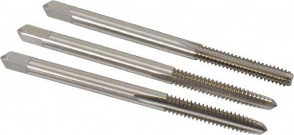 Hertel - #6-32 UNC, 3 Flute, Bottoming, Plug & Taper, Bright Finish, High Speed Steel Tap Set - 2" OAL, 2B/3B Class of Fit - Americas Industrial Supply