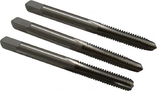 Hertel - #12-24 UNC, 4 Flute, Bottoming, Plug & Taper, Bright Finish, High Speed Steel Tap Set - 2-3/8" OAL, 2B/3B Class of Fit - Americas Industrial Supply