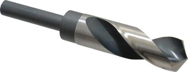Hertel - 63/64" Drill, 118° Point, High Speed Steel Silver Deming & Reduced Shank Drill Bit - Oxide Finish, 6" OAL, Straight Shank, 3" Flute Length, Right Hand Cut, Standard Point, Spiral Flute, Regular Spiral - Americas Industrial Supply