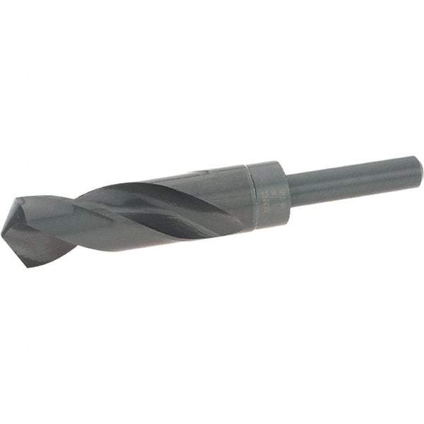 Hertel - 1" Drill, 118° Point, High Speed Steel Silver Deming & Reduced Shank Drill Bit - Oxide Finish, 6" OAL, Straight Shank, 3" Flute Length, Right Hand Cut, Standard Point, Spiral Flute, Regular Spiral - Americas Industrial Supply