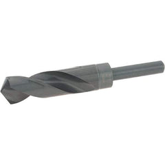 Hertel - 1" Drill, 118° Point, High Speed Steel Silver Deming & Reduced Shank Drill Bit - Oxide Finish, 6" OAL, Straight Shank, 3" Flute Length, Right Hand Cut, Standard Point, Spiral Flute, Regular Spiral - Americas Industrial Supply