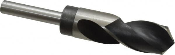 Hertel - 1-7/64" Drill, 118° Point, High Speed Steel Silver Deming & Reduced Shank Drill Bit - Oxide Finish, 6" OAL, Straight Shank, 3" Flute Length, Right Hand Cut, Standard Point, Spiral Flute, Regular Spiral - Americas Industrial Supply