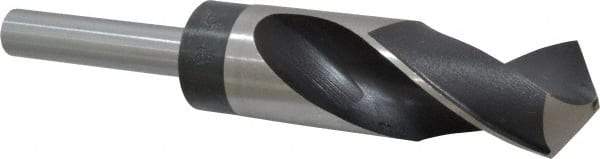 Hertel - 1-1/8" Drill, 118° Point, High Speed Steel Silver Deming & Reduced Shank Drill Bit - Oxide Finish, 6" OAL, Straight Shank, 3" Flute Length, Right Hand Cut, Standard Point, Spiral Flute, Regular Spiral - Americas Industrial Supply