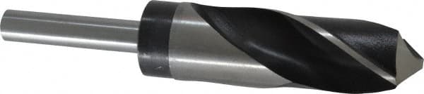 Hertel - 1-3/16" Drill, 118° Point, High Speed Steel Silver Deming & Reduced Shank Drill Bit - Oxide Finish, 6" OAL, Straight Shank, 3" Flute Length, Right Hand Cut, Standard Point, Spiral Flute, Regular Spiral - Americas Industrial Supply