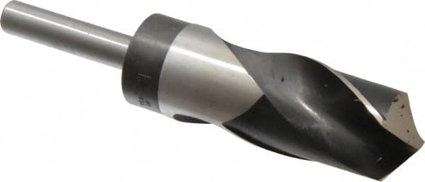 Hertel - 1-23/64" Drill, 118° Point, High Speed Steel Silver Deming & Reduced Shank Drill Bit - Oxide Finish, 6" OAL, Straight Shank, 3" Flute Length, Right Hand Cut, Standard Point, Spiral Flute, Regular Spiral - Americas Industrial Supply
