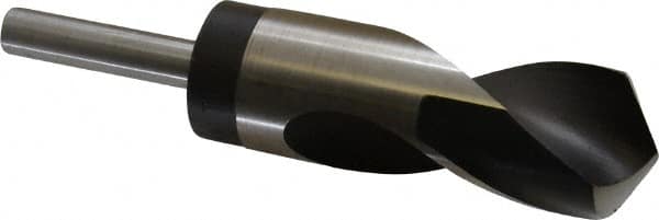 Hertel - 1-7/16" Drill, 118° Point, High Speed Steel Silver Deming & Reduced Shank Drill Bit - Oxide Finish, 6" OAL, Straight Shank, 3" Flute Length, Right Hand Cut, Standard Point, Spiral Flute, Regular Spiral - Americas Industrial Supply