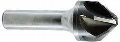 Hertel - 1/4" Head Diam, 1/4" Shank Diam, 6 Flute 60° Solid Carbide Countersink - Bright Finish, 2" OAL, Single End, Straight Shank, Right Hand Cut - Americas Industrial Supply