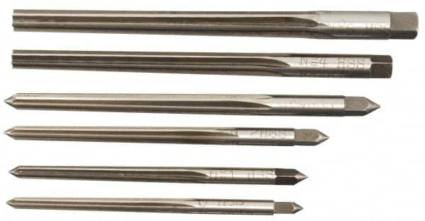 Alvord Polk - #0 to #5 Pin, 0.1287 to 0.2409" Diam, 0.1287 to 0.2409" Small End, Straight Shank, Taper Pin Reamer Set - Americas Industrial Supply