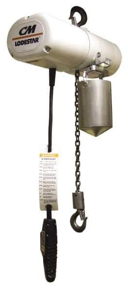 CM - 1/4 Ton Capacity, 16 FPM Lift Speed, 115 Volt, Electric Chain Hoist - 10' Max Lift, 14-1/4" Min Headroom, 1 Chain - Americas Industrial Supply