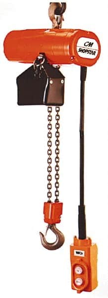 CM - 300 Lb Capacity, 16 FPM Lift Speed, Electric Chain Hoist - 10' Max Lift, 10-7/8" Min Headroom, 1 Chain - Americas Industrial Supply