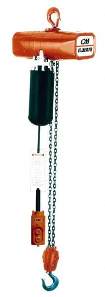 CM - 1 Ton Capacity, 16 FPM Lift Speed, Electric Chain Hoist - 15' Max Lift, 15-9/16" Min Headroom, 2 Chains - Americas Industrial Supply