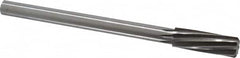 Made in USA - 23/32" High Speed Steel 8 Flute Chucking Reamer - Spiral Flute, 0.5615" Straight Shank, 2-1/4" Flute Length, 9" OAL - Americas Industrial Supply