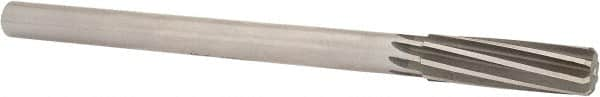 Made in USA - 21/32" Cobalt 8 Flute Chucking Reamer - Spiral Flute, 0.5615" Straight Shank, 2-1/4" Flute Length, 9" OAL - Americas Industrial Supply