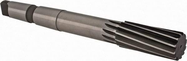 Made in USA - 1-3/8" High Speed Steel 12 Flute Chucking Reamer - Spiral Flute, 4MT Morse Taper Shank, 3-1/4" Flute Length, 12" OAL - Americas Industrial Supply