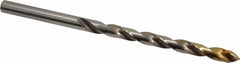 DORMER - #5 118° High Speed Steel Jobber Drill - TiN Finish, Right Hand Cut, Spiral Flute, Straight Shank, 3-3/4" OAL, Split Point - Americas Industrial Supply