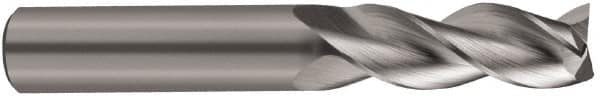 SGS - 5/16", 1-1/4" LOC, 5/16" Shank Diam, 4" OAL, 3 Flute, Solid Carbide Square End Mill - Single End, Uncoated, Spiral Flute, 38° Helix, Right Hand Cut, Right Hand Flute, Series 43 - Americas Industrial Supply