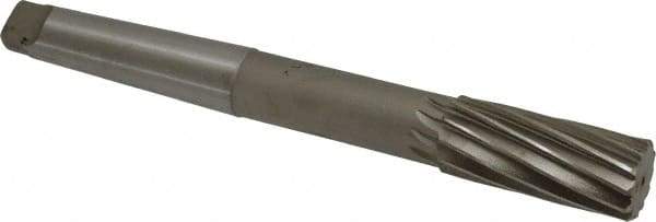 Interstate - 1-3/8" High Speed Steel 10 Flute Chucking Reamer - Spiral Flute, 4MT Morse Taper Shank, 3-1/4" Flute Length, 12" OAL - Americas Industrial Supply