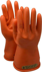 Novax - Class 0, Size L (9), 11" Long, Rubber Lineman's Glove - 500 AC Max Use Voltage, 2,500 AC Test Voltage, Orange, ANSI/ASTM D120, NFPA 70E - Americas Industrial Supply