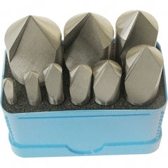 Interstate - 9 Piece, 3/16 to 1" Head Diam, 60° Included Angle, Single End Countersink Set - Americas Industrial Supply