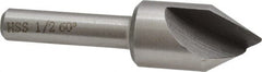 Interstate - 1/2" Head Diam, 1/4" Shank Diam, 1 Flute 60° High Speed Steel Countersink - Americas Industrial Supply