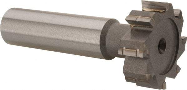 Made in USA - 1" Diam x 5/16" Face Width, Carbide-Tipped, 8 Teeth, Shank Connection Woodruff Keyseat Cutter - Uncoated, 2-5/16" OAL x 1/2" Shank, Straight Teeth, ANSI 1008, Old Standard B - Americas Industrial Supply