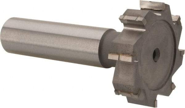 Made in USA - 1-1/4" Diam x 5/16" Face Width, Carbide-Tipped, 8 Teeth, Shank Connection Woodruff Keyseat Cutter - Uncoated, 2-5/16" OAL x 1/2" Shank, Straight Teeth, ANSI 1010, Old Standard D - Americas Industrial Supply