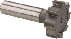 Made in USA - 1-1/4" Diam x 3/8" Face Width, Carbide-Tipped, 8 Teeth, Shank Connection Woodruff Keyseat Cutter - Uncoated, 2-3/8" OAL x 1/2" Shank, Straight Teeth, ANSI 1210, Old Standard E - Americas Industrial Supply