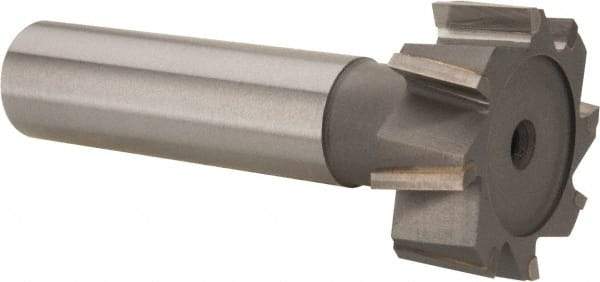 Made in USA - 1" Diam x 3/8" Face Width, Carbide-Tipped, 8 Teeth, Shank Connection Woodruff Keyseat Cutter - Uncoated, 2-3/8" OAL x 1/2" Shank, Staggered Teeth, ANSI 1208, Old Standard 152 - Americas Industrial Supply
