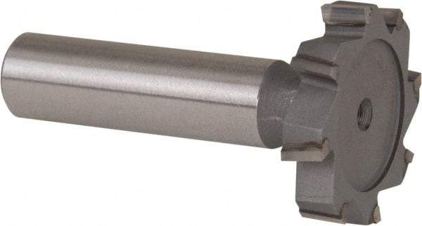 Made in USA - 1-1/4" Diam x 1/4" Face Width, Carbide-Tipped, 8 Teeth, Shank Connection Woodruff Keyseat Cutter - Uncoated, 2-1/4" OAL x 1/2" Shank, Staggered Teeth, ANSI 810, Old Standard 21 - Americas Industrial Supply